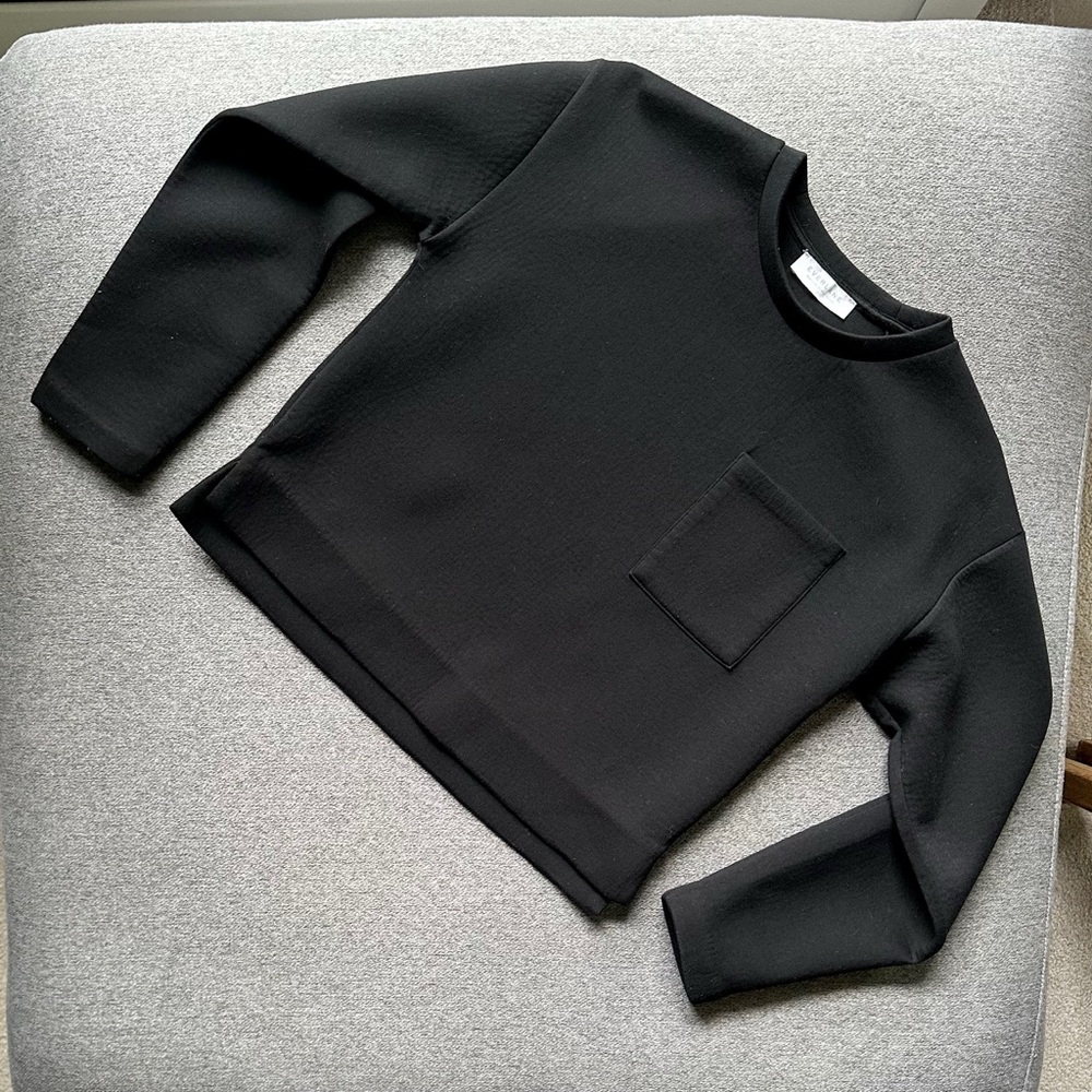 Everlane Street Fleece Pullover Sweater Acuba Black Loungewear Small